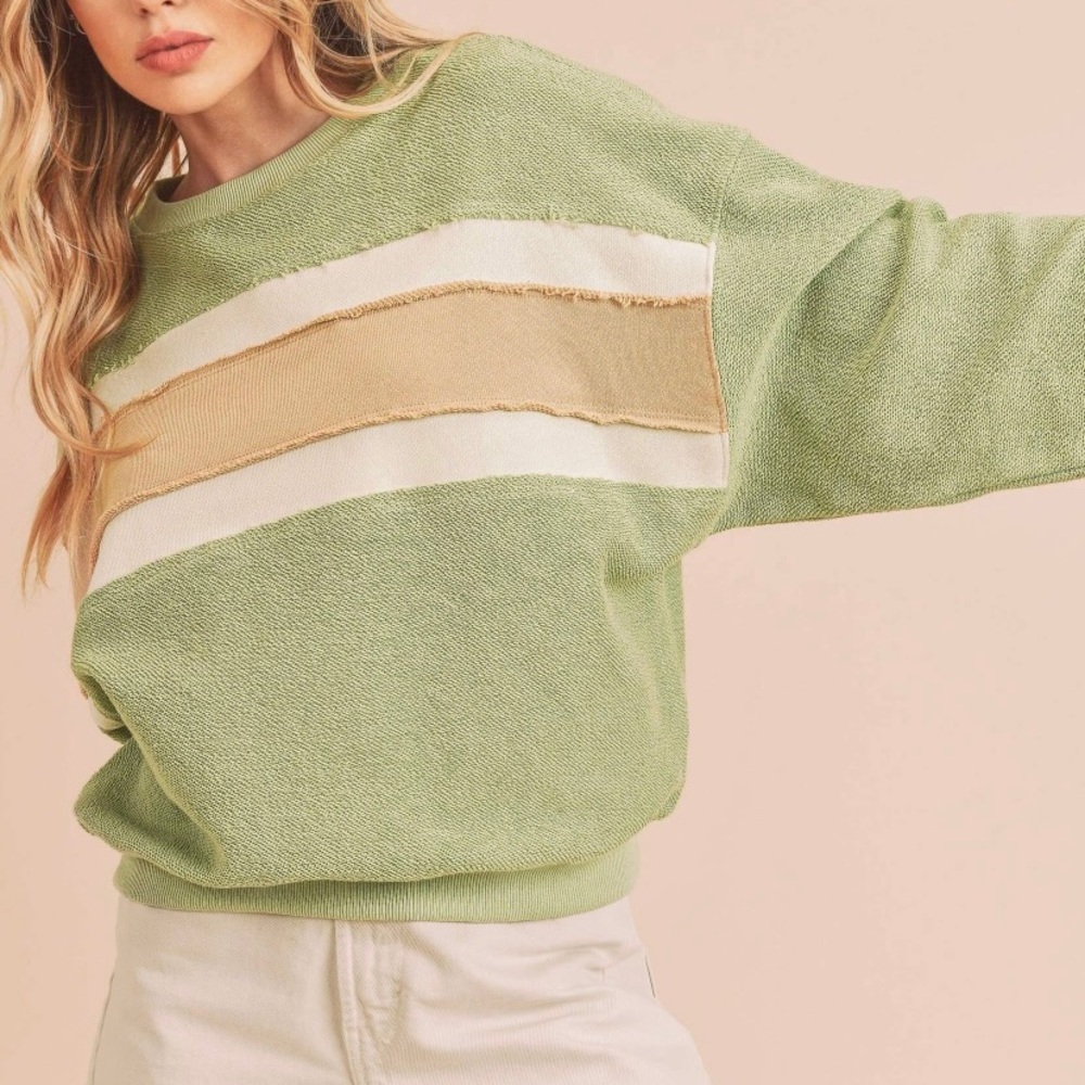 Green stripe sweatshirt